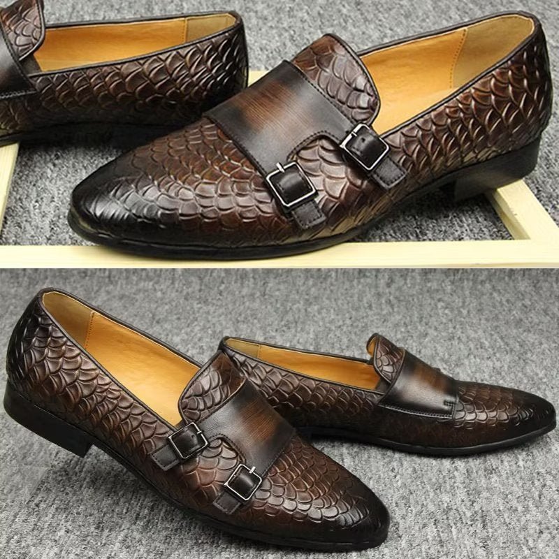 Casual Schoenen Heren Croc-patroon Elegante Instaploafers - Koffie