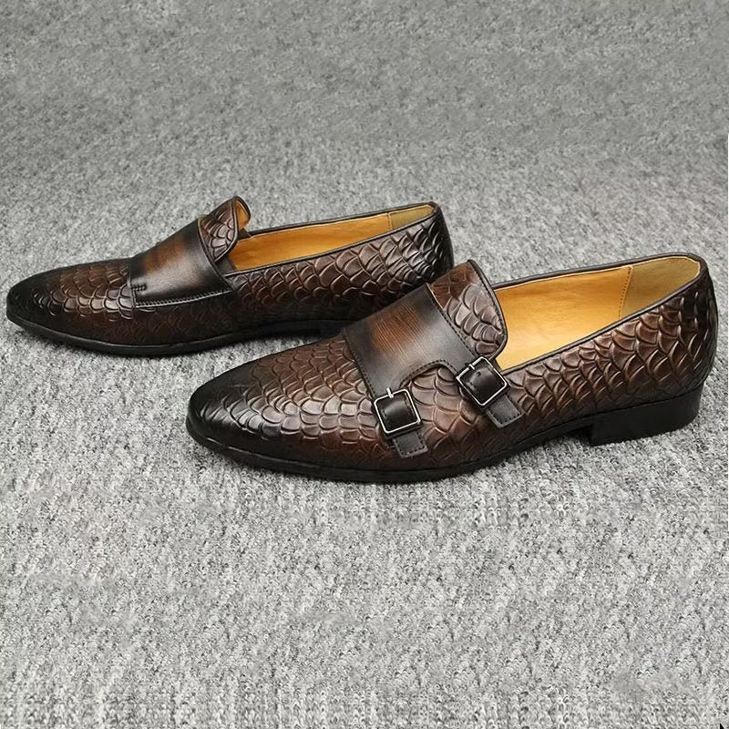 Casual Schoenen Heren Croc-patroon Elegante Instaploafers - Koffie