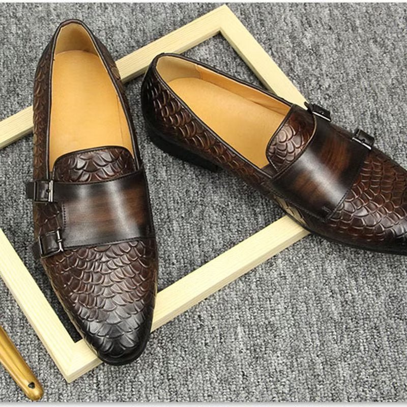 Casual Schoenen Heren Croc-patroon Elegante Instaploafers - Koffie