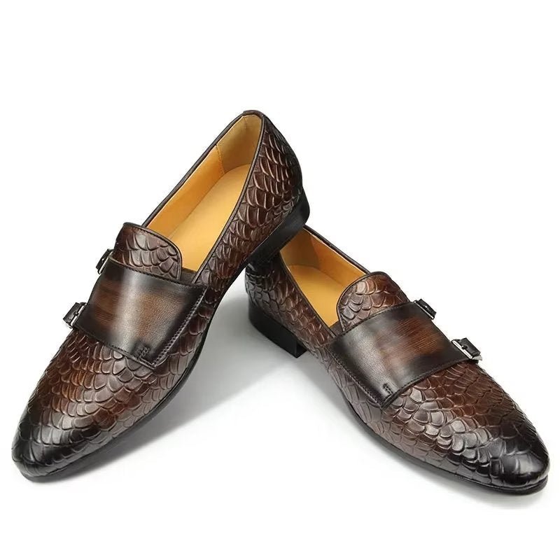 Casual Schoenen Heren Croc-patroon Elegante Instaploafers - Koffie