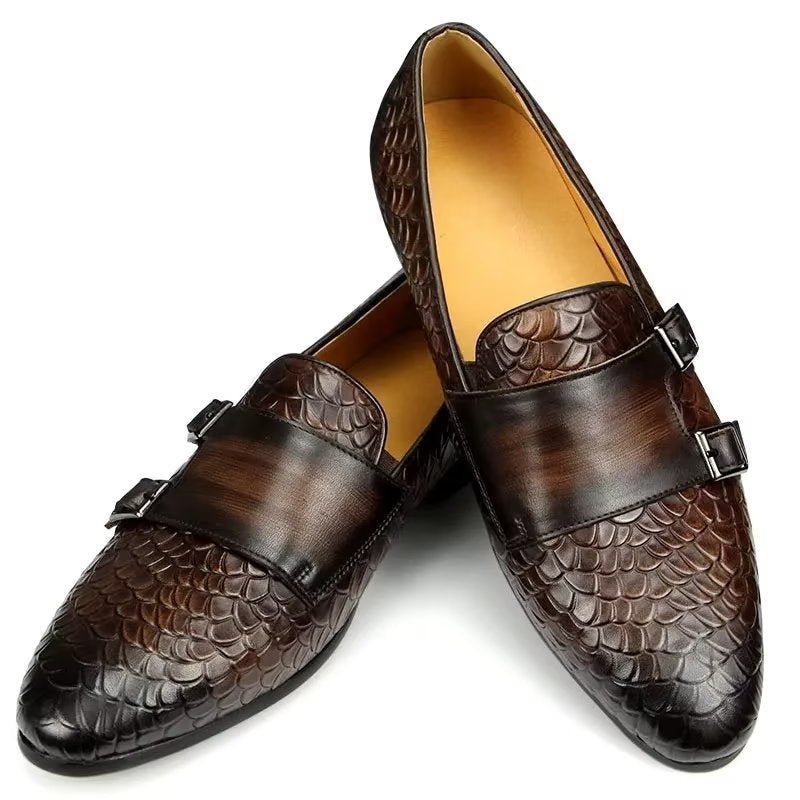 Casual Schoenen Heren Croc-patroon Elegante Instaploafers - Koffie