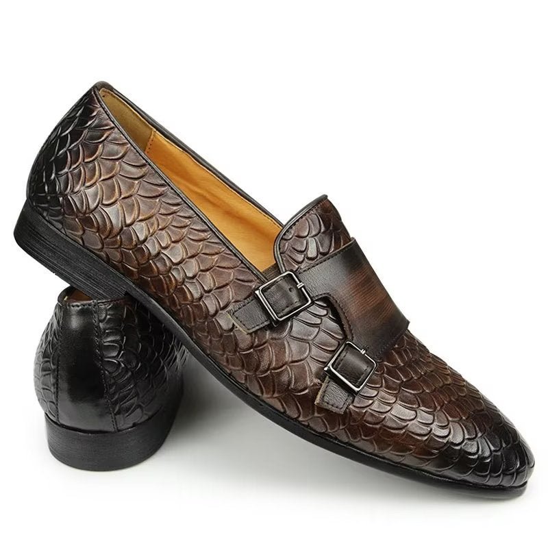 Casual Schoenen Heren Croc-patroon Elegante Instaploafers - Koffie