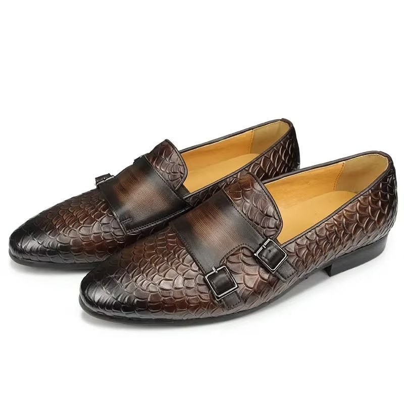 Casual Schoenen Heren Croc-patroon Elegante Instaploafers - Koffie