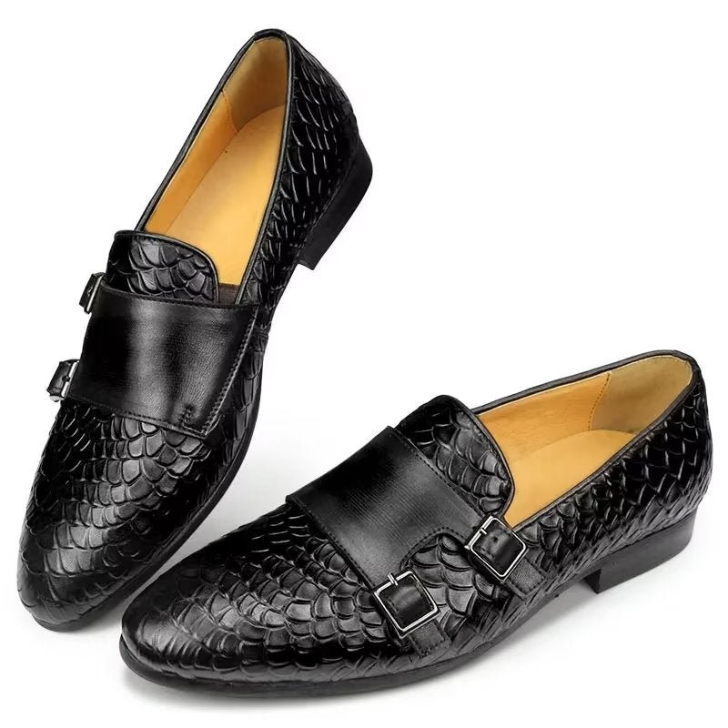 Casual Schoenen Heren Croc-patroon Elegante Instaploafers - Zwart