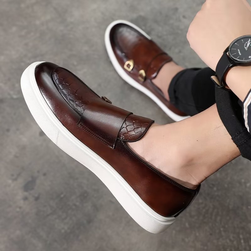 Casual Schoenen Heren Elegante Instapper-platformsneakers - Bruin