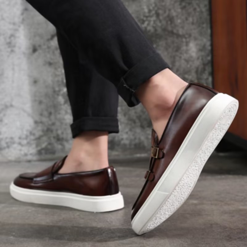 Casual Schoenen Heren Elegante Instapper-platformsneakers - Bruin