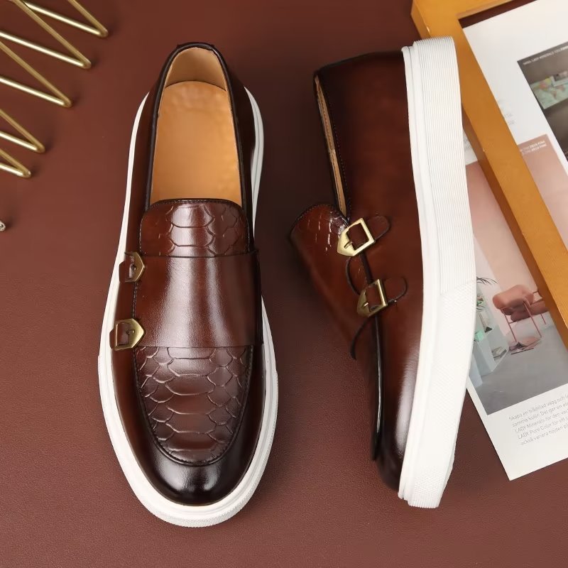 Casual Schoenen Heren Elegante Instapper-platformsneakers - Bruin