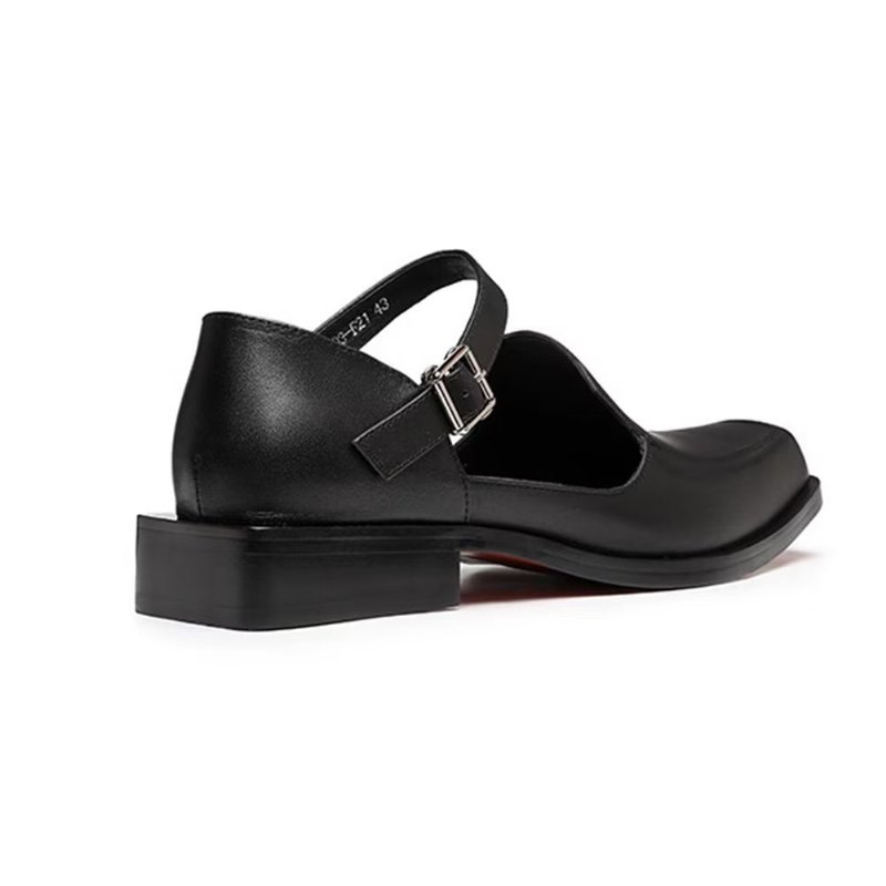 Casual Schoenen Heren Leren Chique Sandalen Met Gesp - Zwart