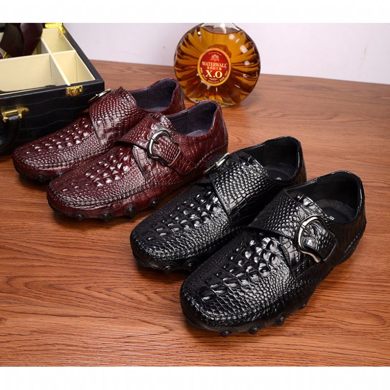 Casual Schoenen Heren Luxe Penny Loafers Met Alligatortextuur - Zwart