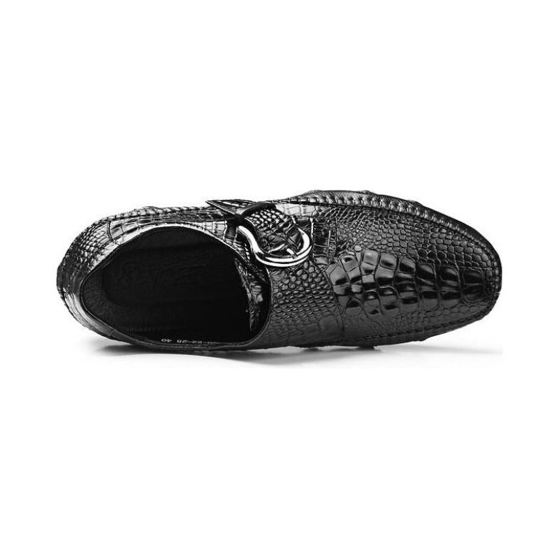 Casual Schoenen Heren Luxe Penny Loafers Met Alligatortextuur - Zwart