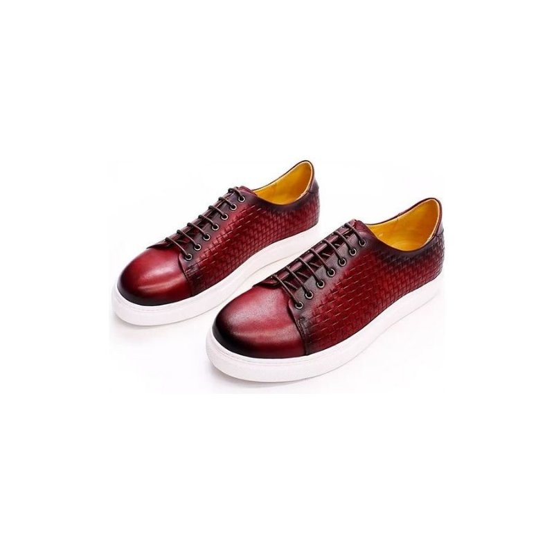 Casual Schoenen Heren Luxe Rundlederen Hoge Tops - Rood