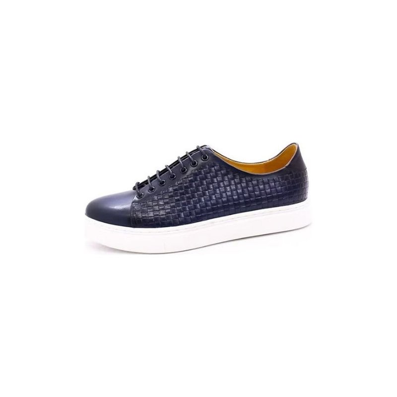 Casual Schoenen Heren Luxe Rundlederen Hoge Tops - Blauw