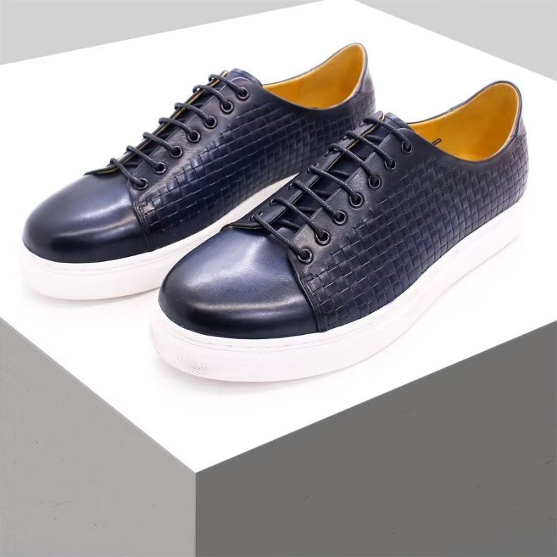 Casual Schoenen Heren Luxe Rundlederen Hoge Tops - Blauw