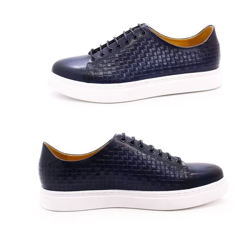 Casual Schoenen Heren Luxe Rundlederen Hoge Tops - Blauw