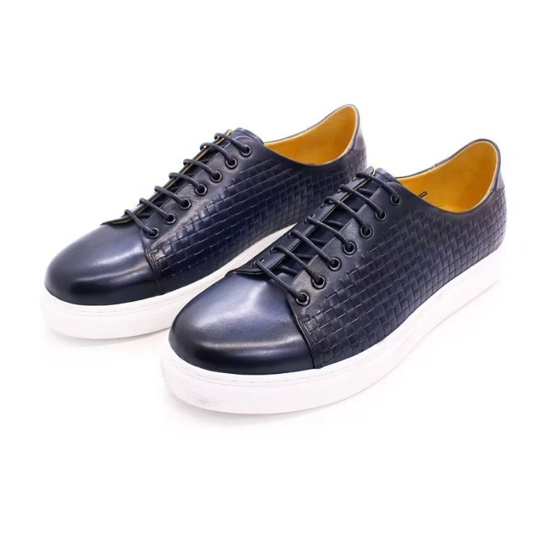 Casual Schoenen Heren Luxe Rundlederen Hoge Tops - Blauw