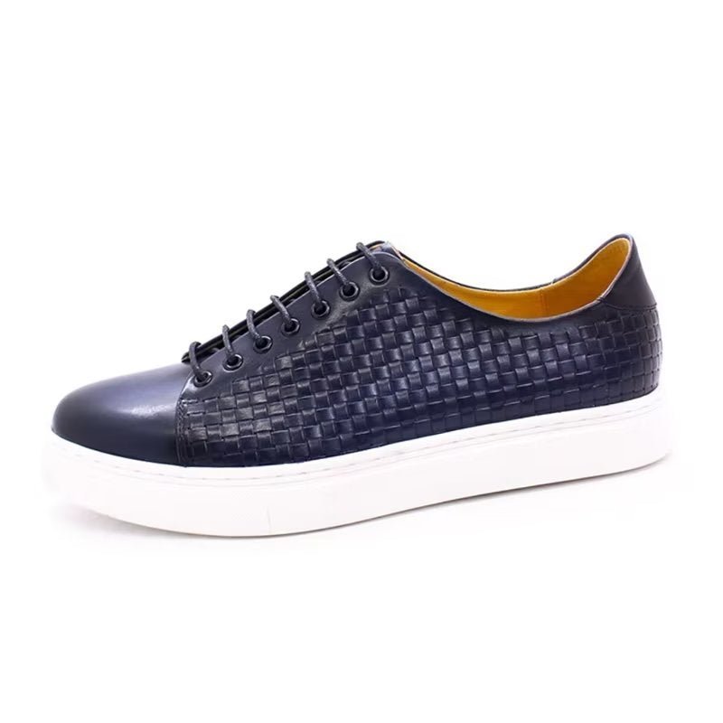 Casual Schoenen Heren Luxe Rundlederen Hoge Tops - Blauw