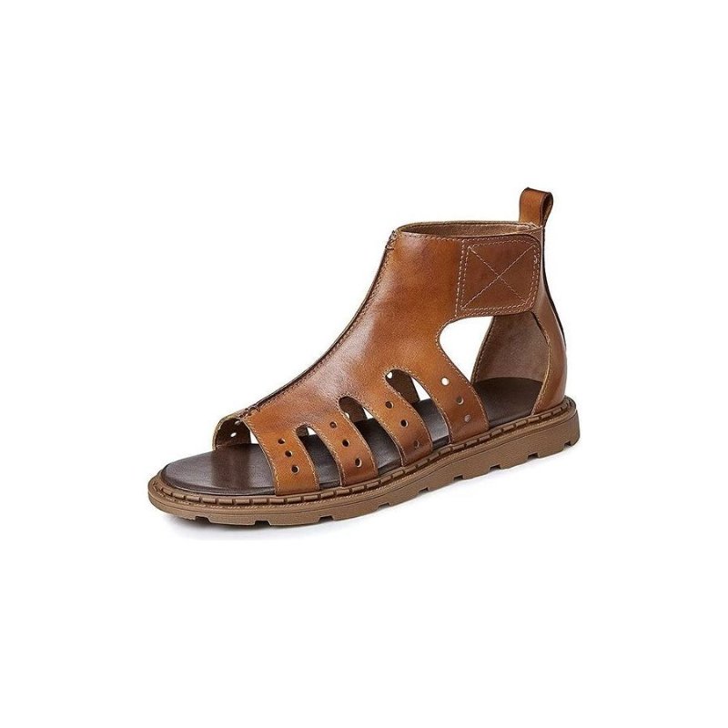 Casual Schoenen Heren Luxe Sandalen Met Peeptoe-band - Koffie