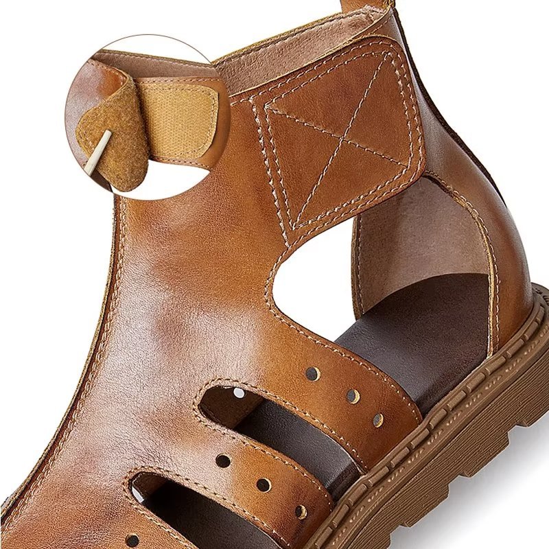 Casual Schoenen Heren Luxe Sandalen Met Peeptoe-band - Koffie