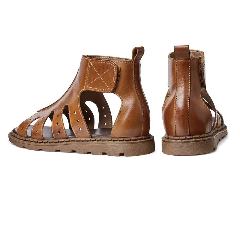 Casual Schoenen Heren Luxe Sandalen Met Peeptoe-band - Koffie