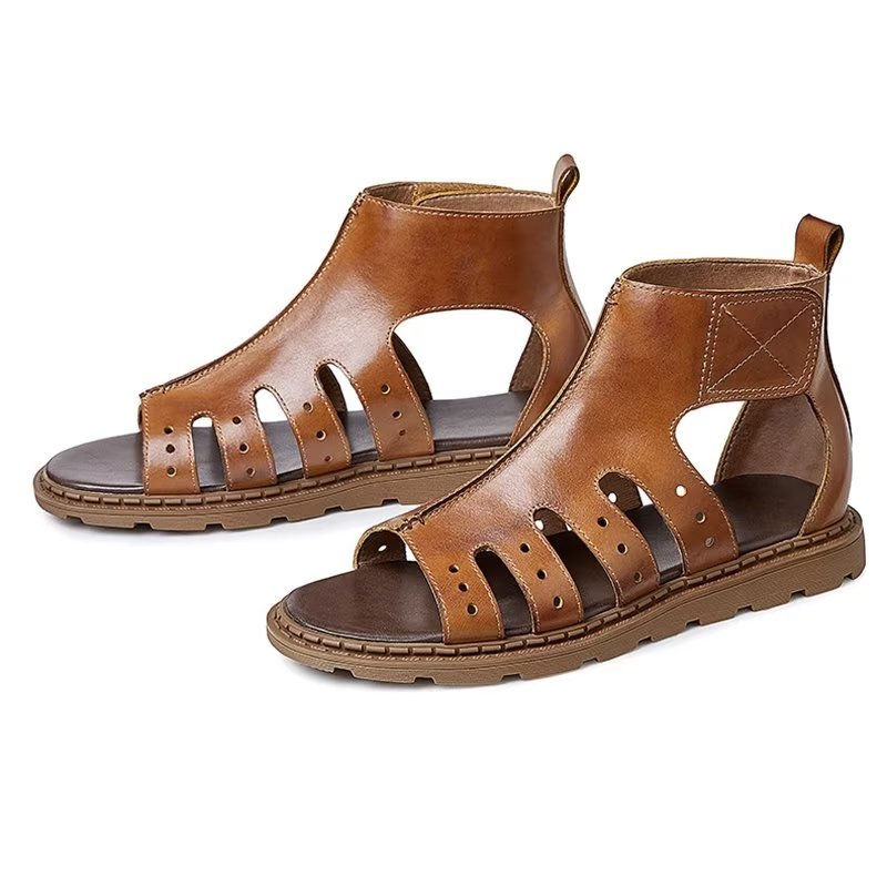 Casual Schoenen Heren Luxe Sandalen Met Peeptoe-band - Koffie