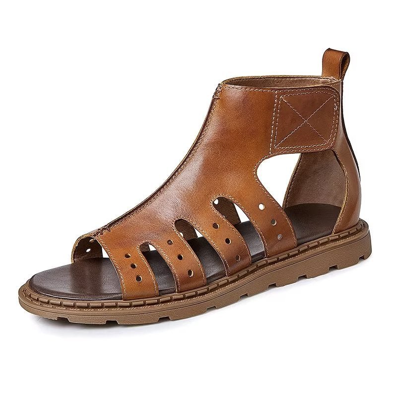 Casual Schoenen Heren Luxe Sandalen Met Peeptoe-band - Koffie