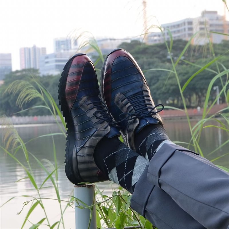 Casual Schoenen Heren Stedelijke Verfijnde Leren - Blauw