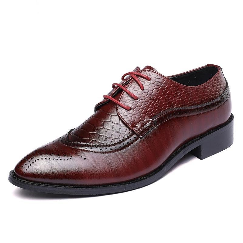 Formele Herenschoenen Alligator Luxe Brogueschoenen Met Veters - Rood