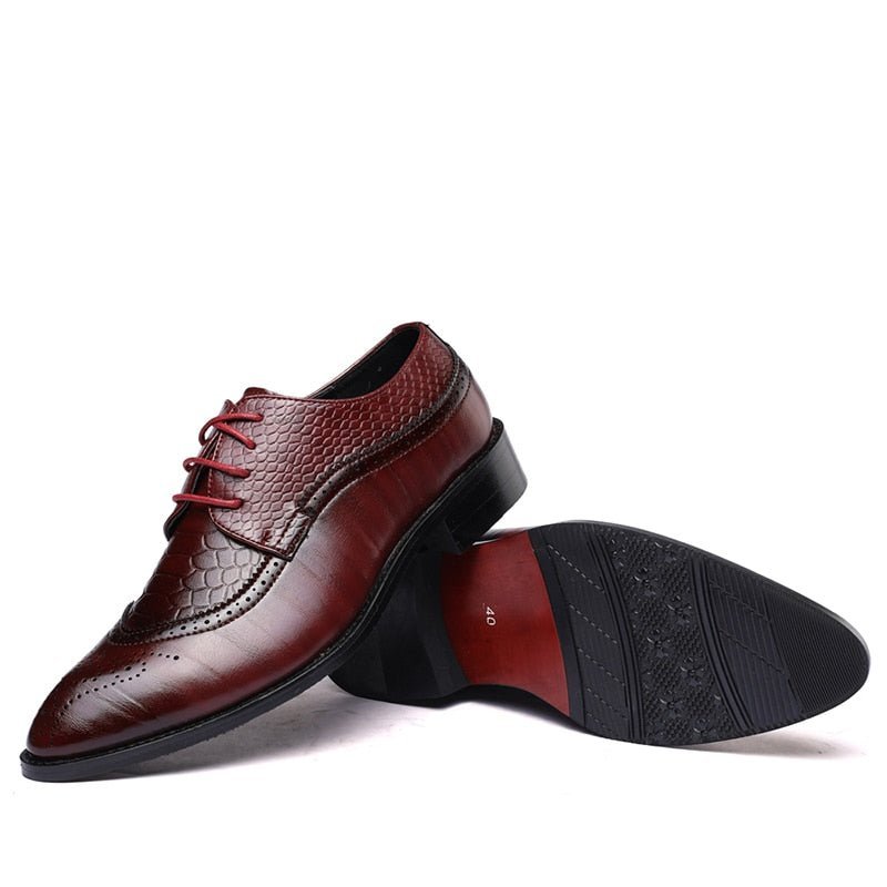 Formele Herenschoenen Alligator Luxe Brogueschoenen Met Veters - Rood