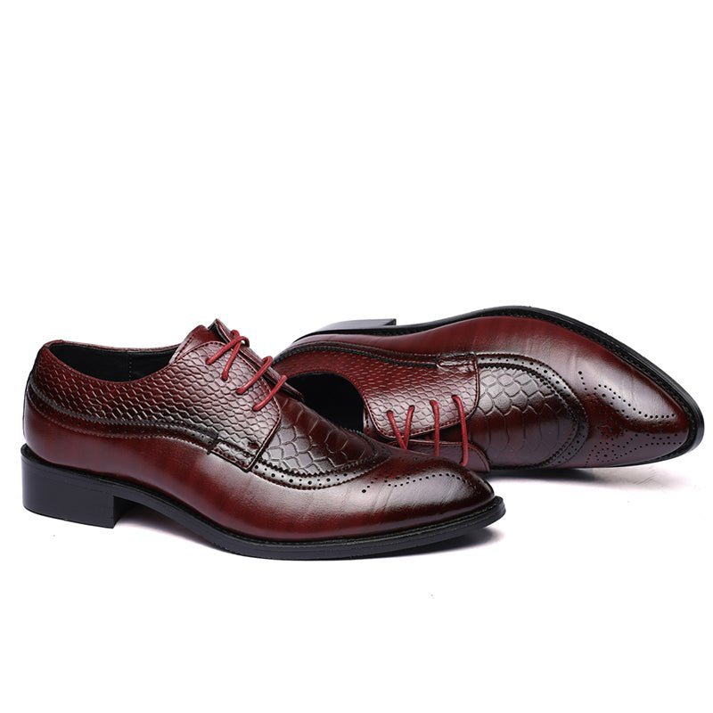 Formele Herenschoenen Alligator Luxe Brogueschoenen Met Veters - Rood