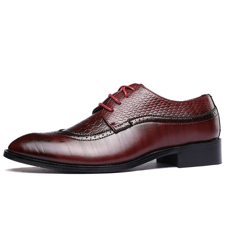 Formele Herenschoenen Alligator Luxe Brogueschoenen Met Veters - Rood