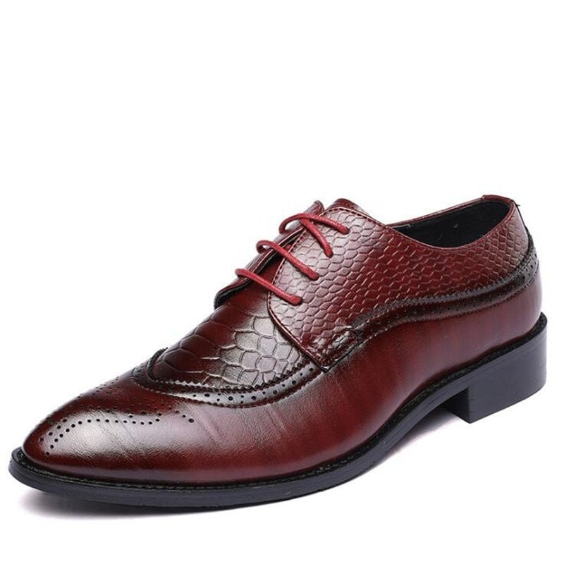 Formele Herenschoenen Alligator Luxe Brogueschoenen Met Veters - Rood