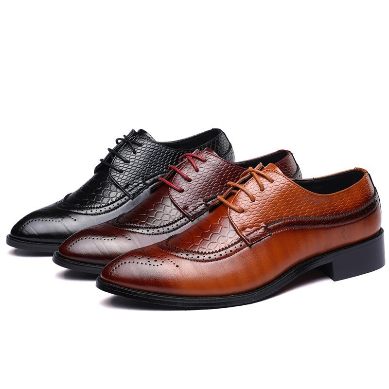 Formele Herenschoenen Alligator Luxe Brogueschoenen Met Veters - Rood