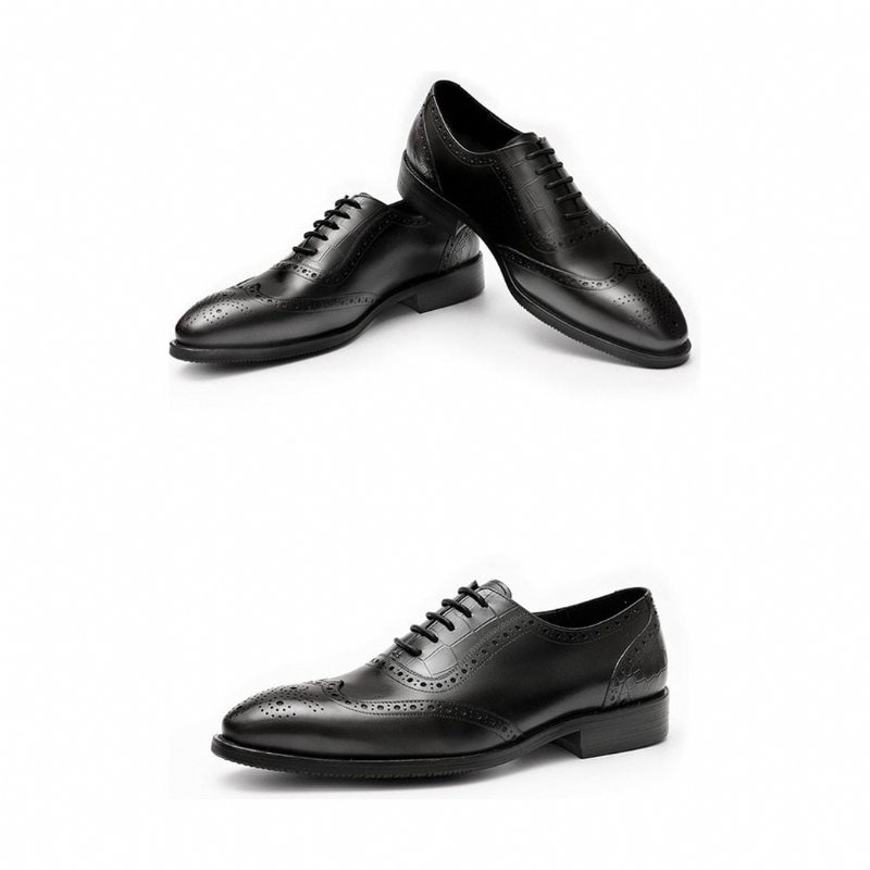 Formele Herenschoenen Brogue-schoenen Met Exotisch Patroon Kant - Zwart