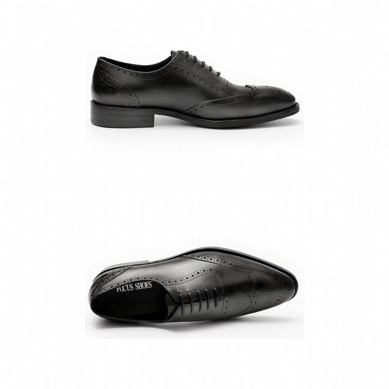 Formele Herenschoenen Brogue-schoenen Met Exotisch Patroon Kant - Zwart