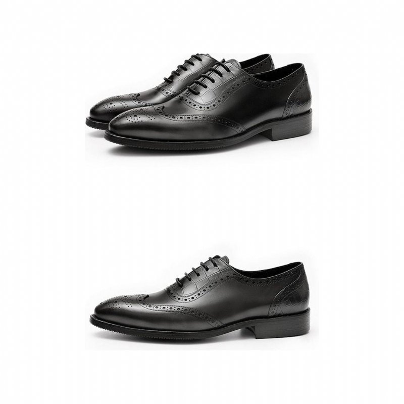 Formele Herenschoenen Brogue-schoenen Met Exotisch Patroon Kant - Zwart