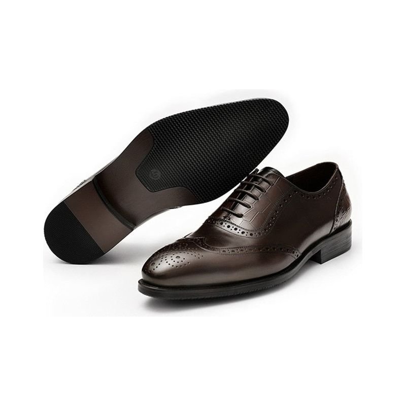 Formele Herenschoenen Brogue-schoenen Met Exotisch Patroon Kant - Koffie