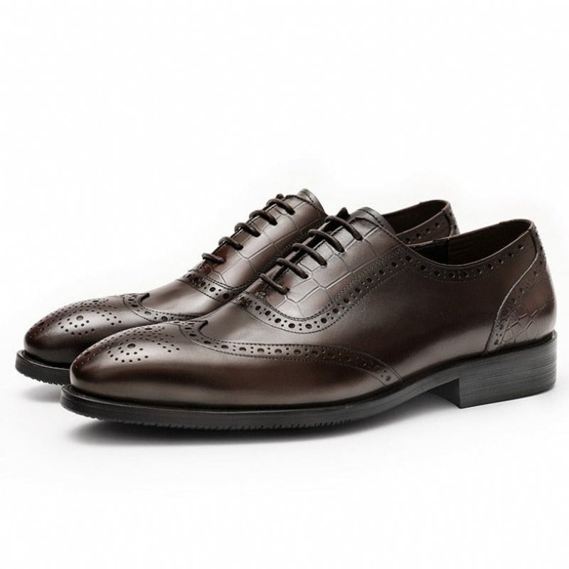 Formele Herenschoenen Brogue-schoenen Met Exotisch Patroon Kant - Koffie