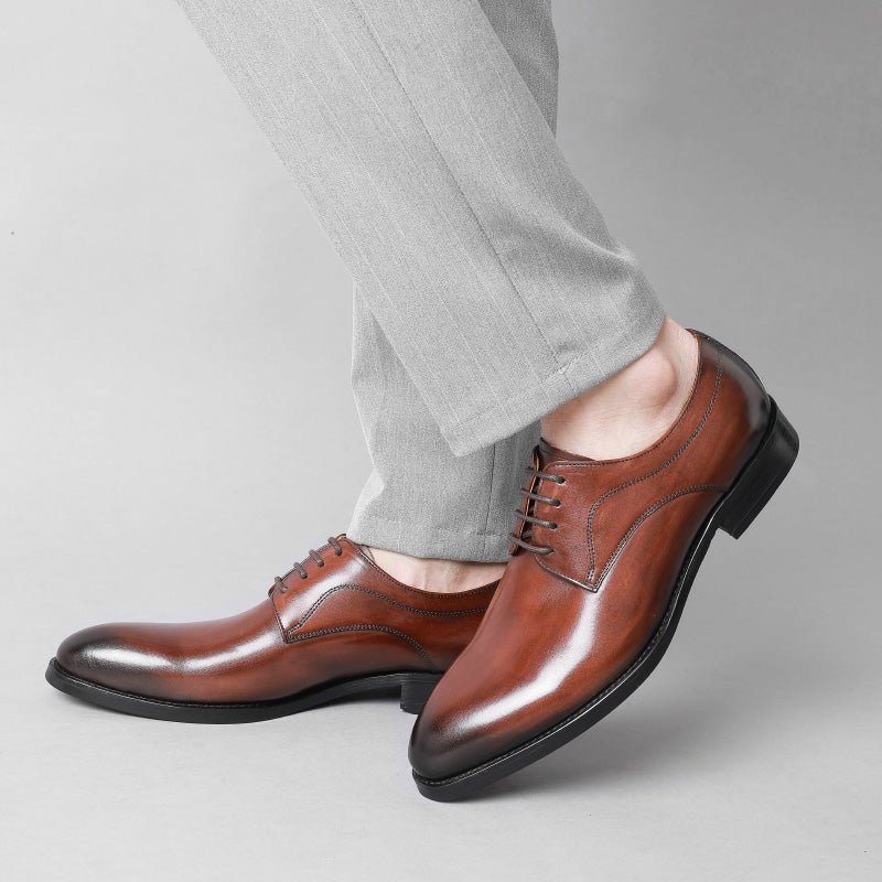 Formele Herenschoenen Bruiloft Luxe Exotisch Leer Puntige Oxfords - Koffie