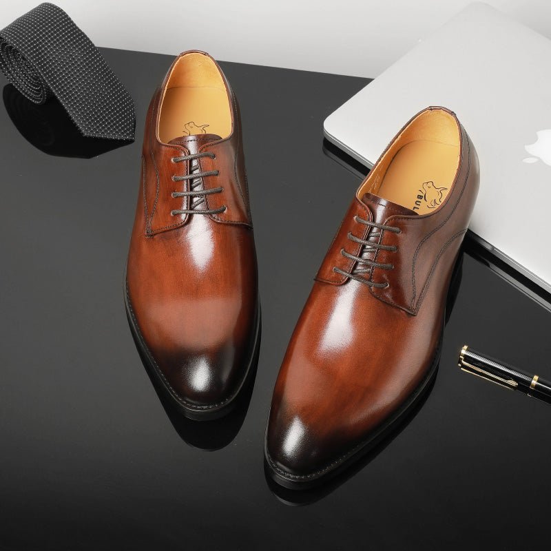 Formele Herenschoenen Bruiloft Luxe Exotisch Leer Puntige Oxfords - Koffie