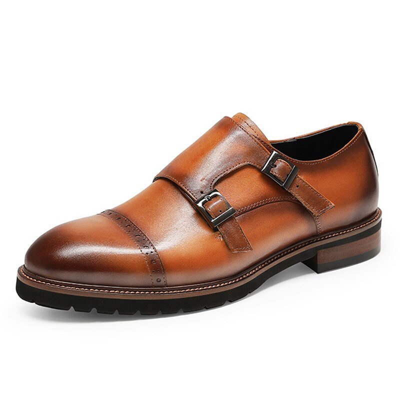 Formele Herenschoenen Buckluxe Exotische Casual Schoenen Met Brogueband - Koffie