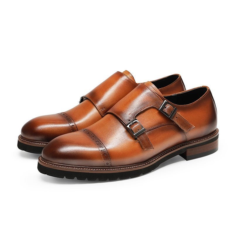 Formele Herenschoenen Buckluxe Exotische Casual Schoenen Met Brogueband - Koffie