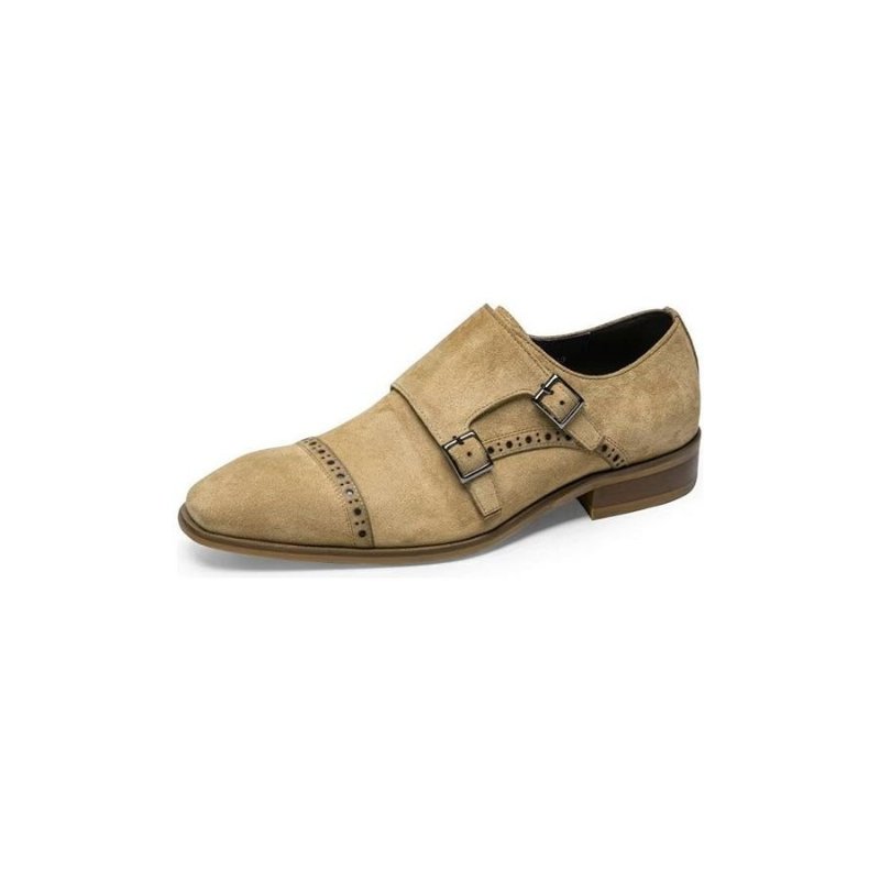 Formele Herenschoenen Chique Gespsluiting Monniksbandjes Nette Schoenen - Beige