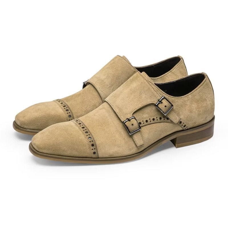 Formele Herenschoenen Chique Gespsluiting Monniksbandjes Nette Schoenen - Beige