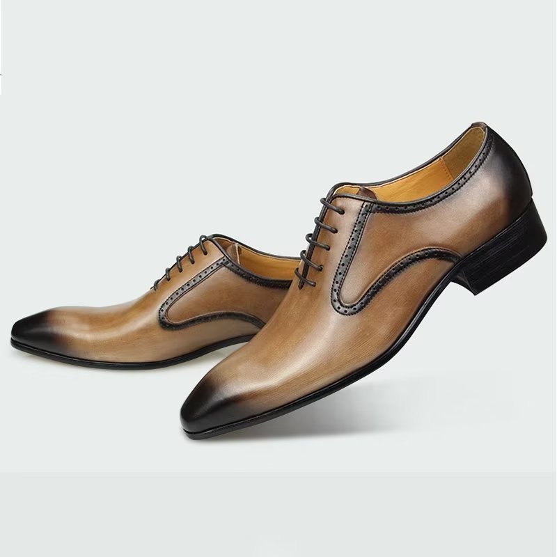 Formele Herenschoenen Chique Lederen Brogueschoenen Bruiloften - Bruin