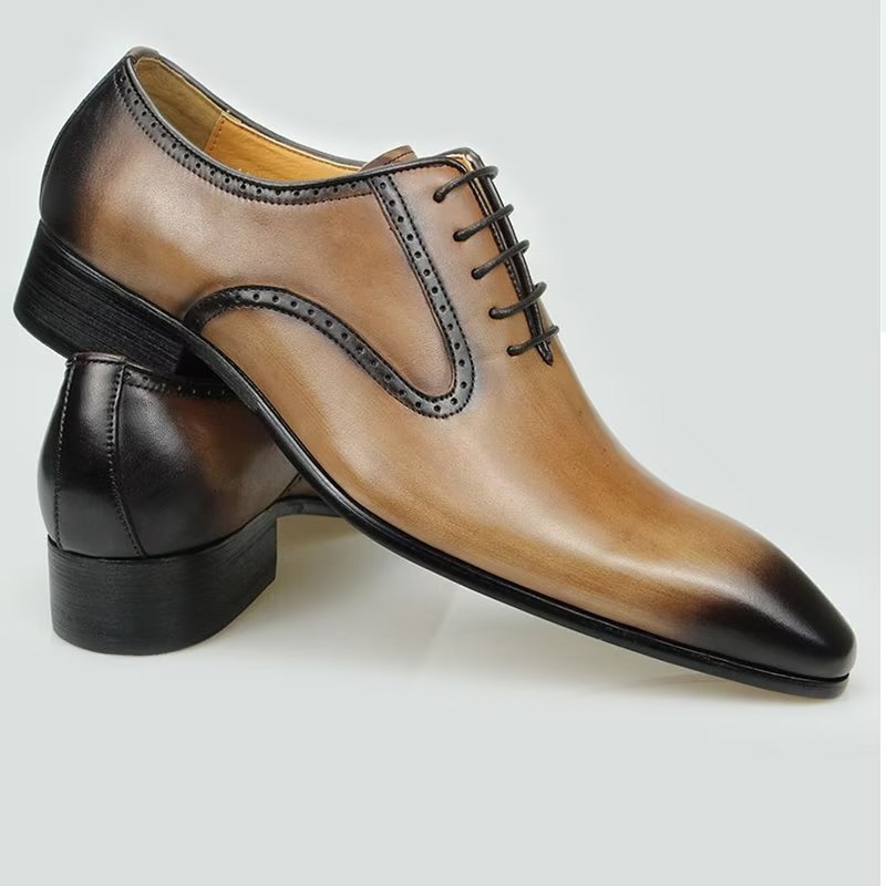 Formele Herenschoenen Chique Lederen Brogueschoenen Bruiloften - Bruin