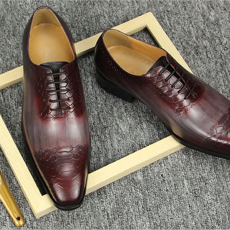 Formele Herenschoenen Chique Leren Trouwschoenen Brogue - Rood