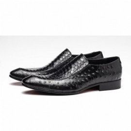 Formele Herenschoenen Croc Texture Leather Slip-on Oxford-brogues