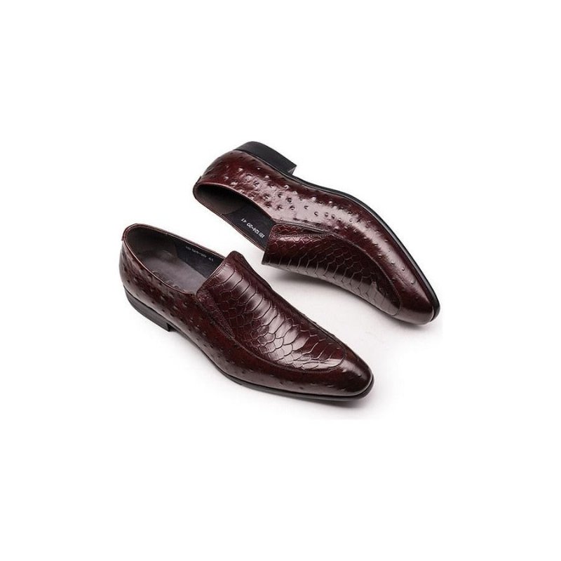 Formele Herenschoenen Croc Texture Leather Slip-on Oxford-brogues - Rood