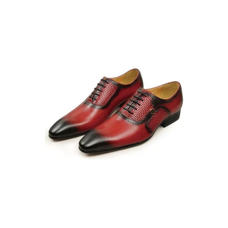 Formele Herenschoenen Echt Leer Elegante Bruiloftsbrogues - Rood