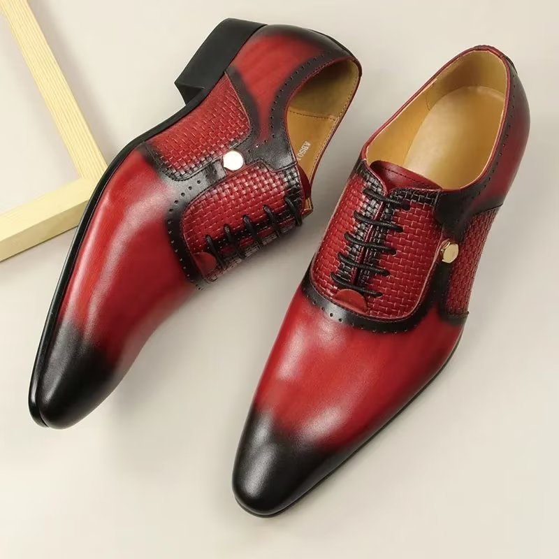 Formele Herenschoenen Echt Leer Elegante Bruiloftsbrogues - Rood